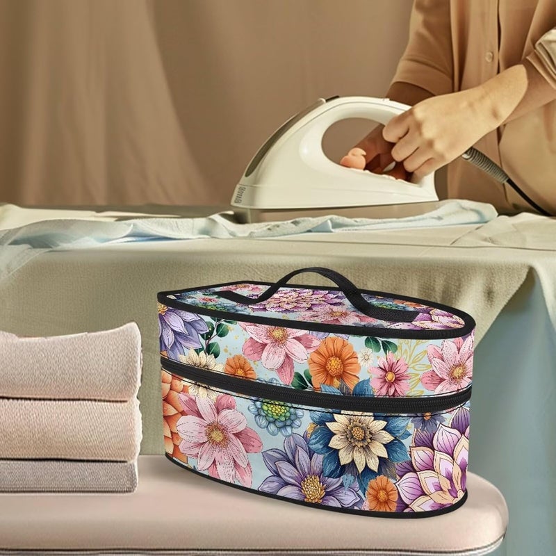 Goncariar Steam Iron Storage Bag with Zipper Handle, Foldable Portable Iron Storage Case Protective Carrying Bag Universal for Most Irons- Bright Blossom - Image 2